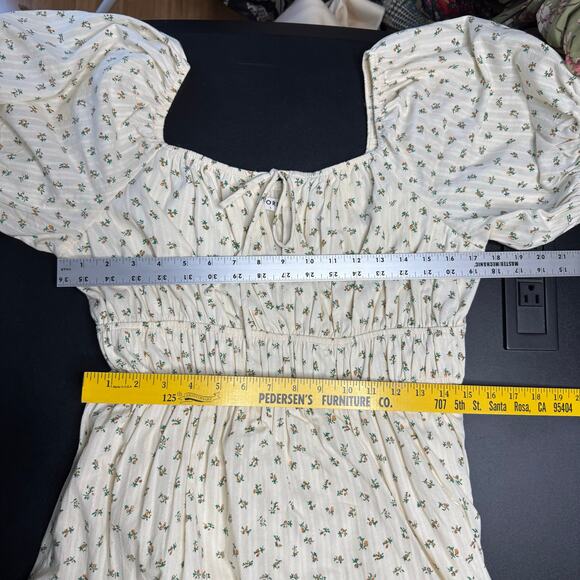 Storia Floral Cottagecore Dress Womens Large Cream Maxi Milkmaid Croquette - Picture 11 of 12
